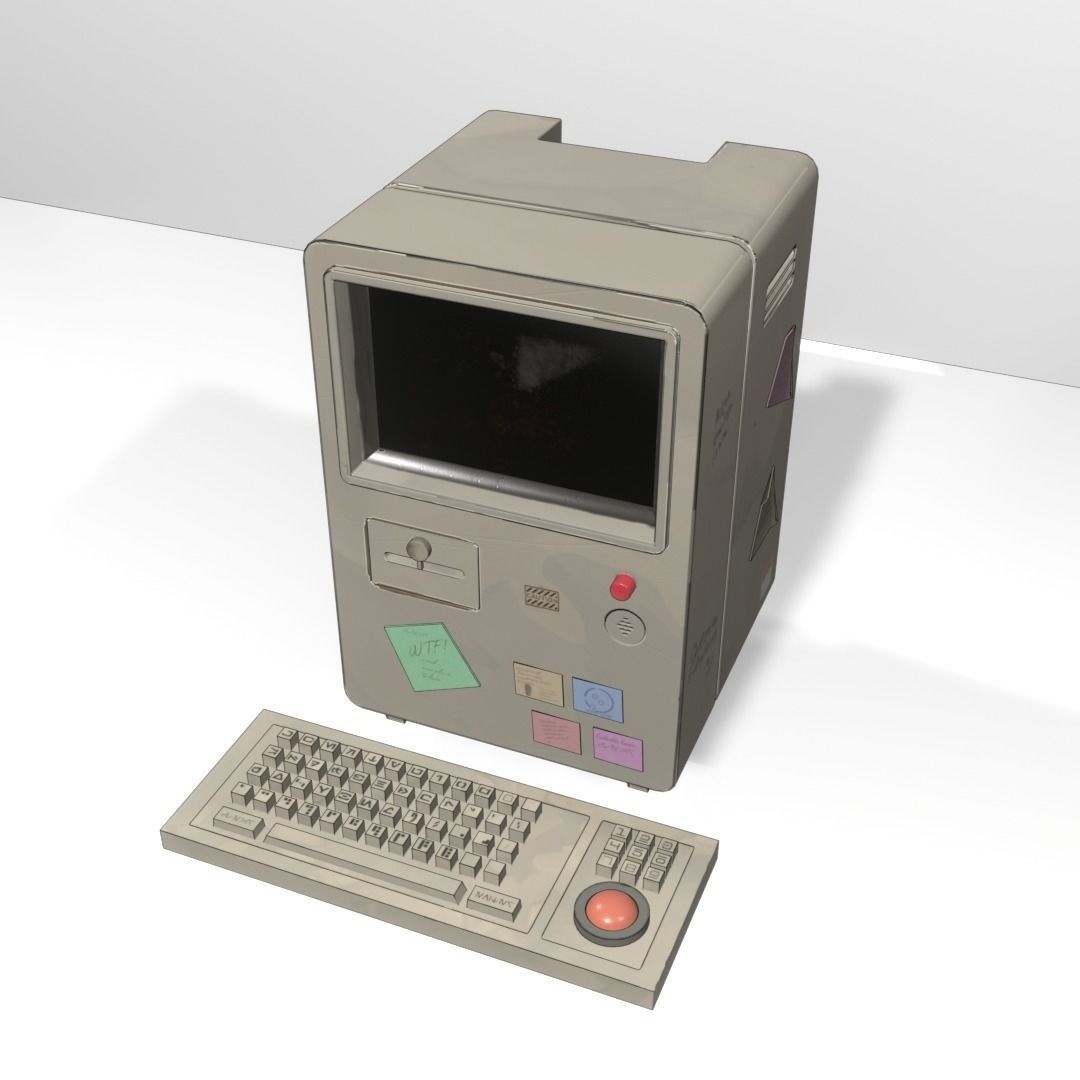 Computer Anime Stylized Low-poly 3D model_4