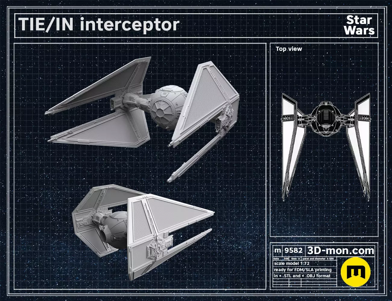 TIE IN interceptor 3D print model