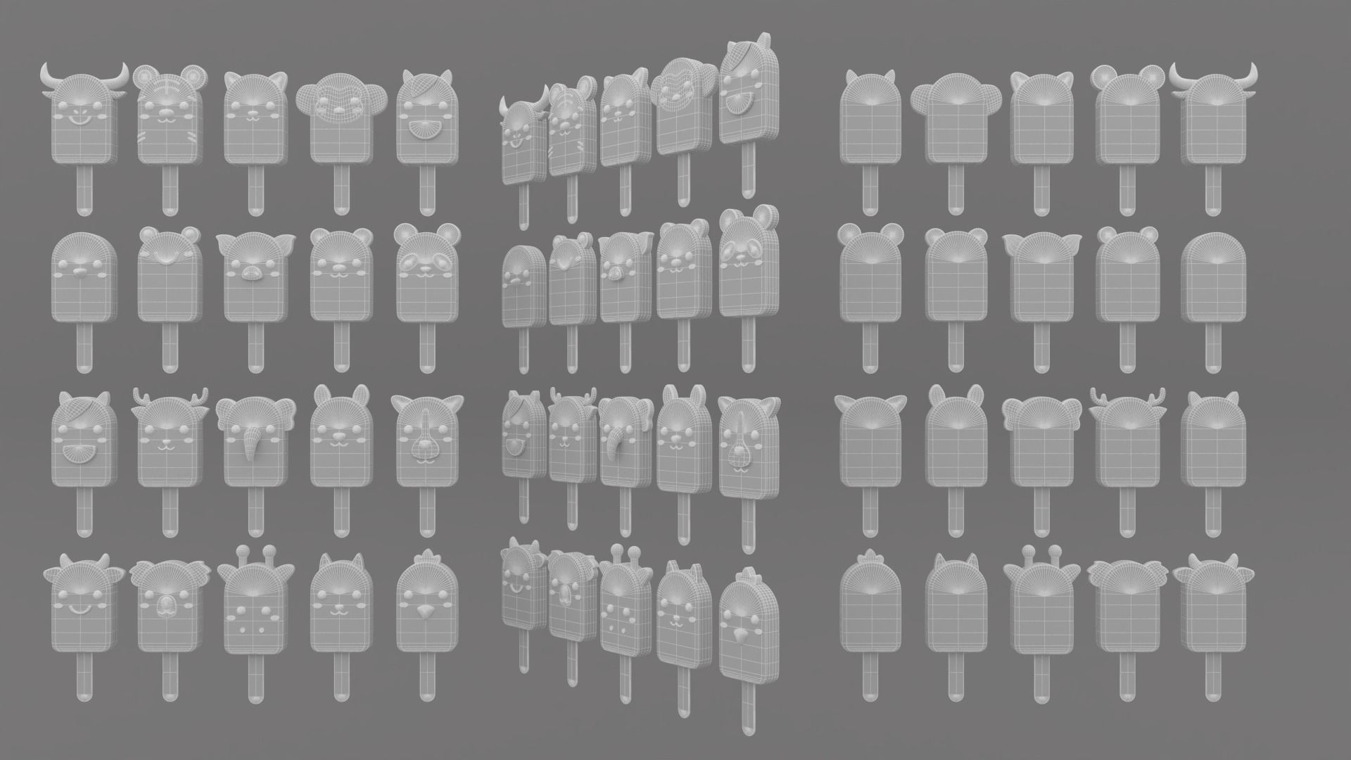 Cartoon Animal Ice Cream Cute Pack 01 Low-poly 3D model_21