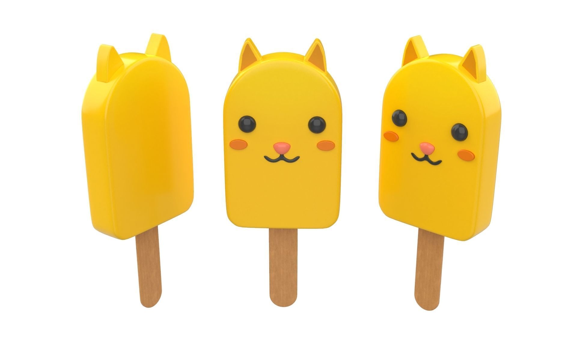 Cartoon Animal Ice Cream Cute Pack 01 Low-poly 3D model_8