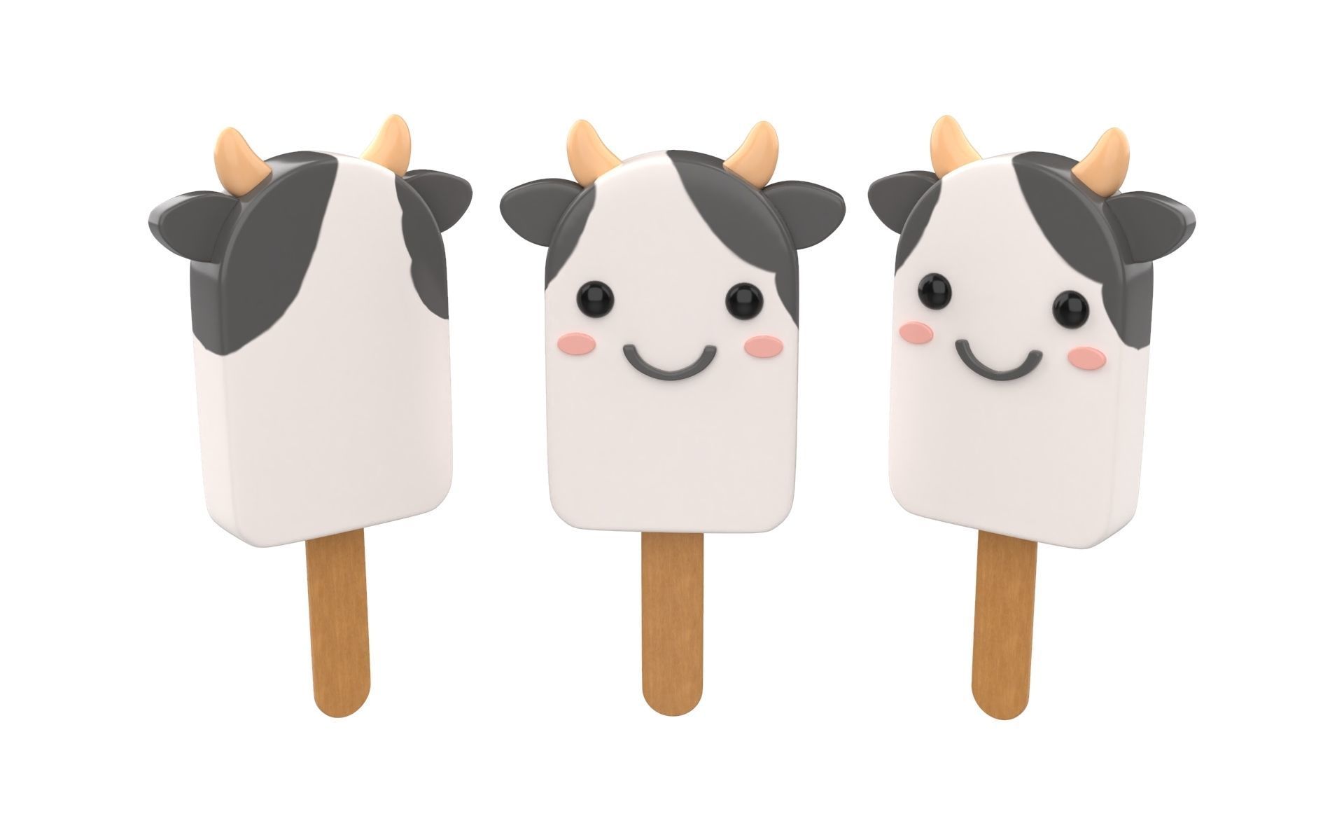 Cartoon Animal Ice Cream Cute Pack 01 Low-poly 3D model_9