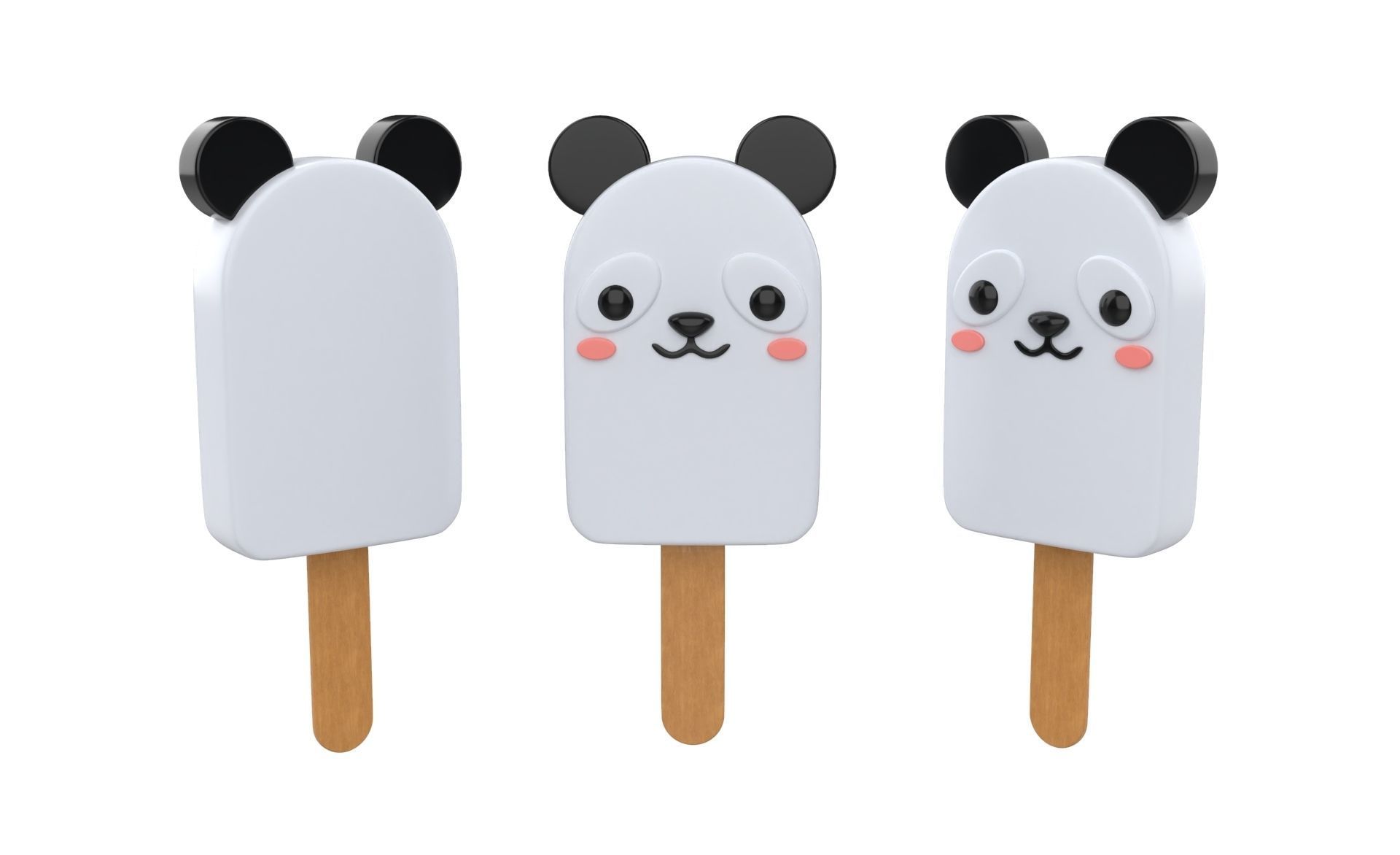 Cartoon Animal Ice Cream Cute Pack 01 Low-poly 3D model_7