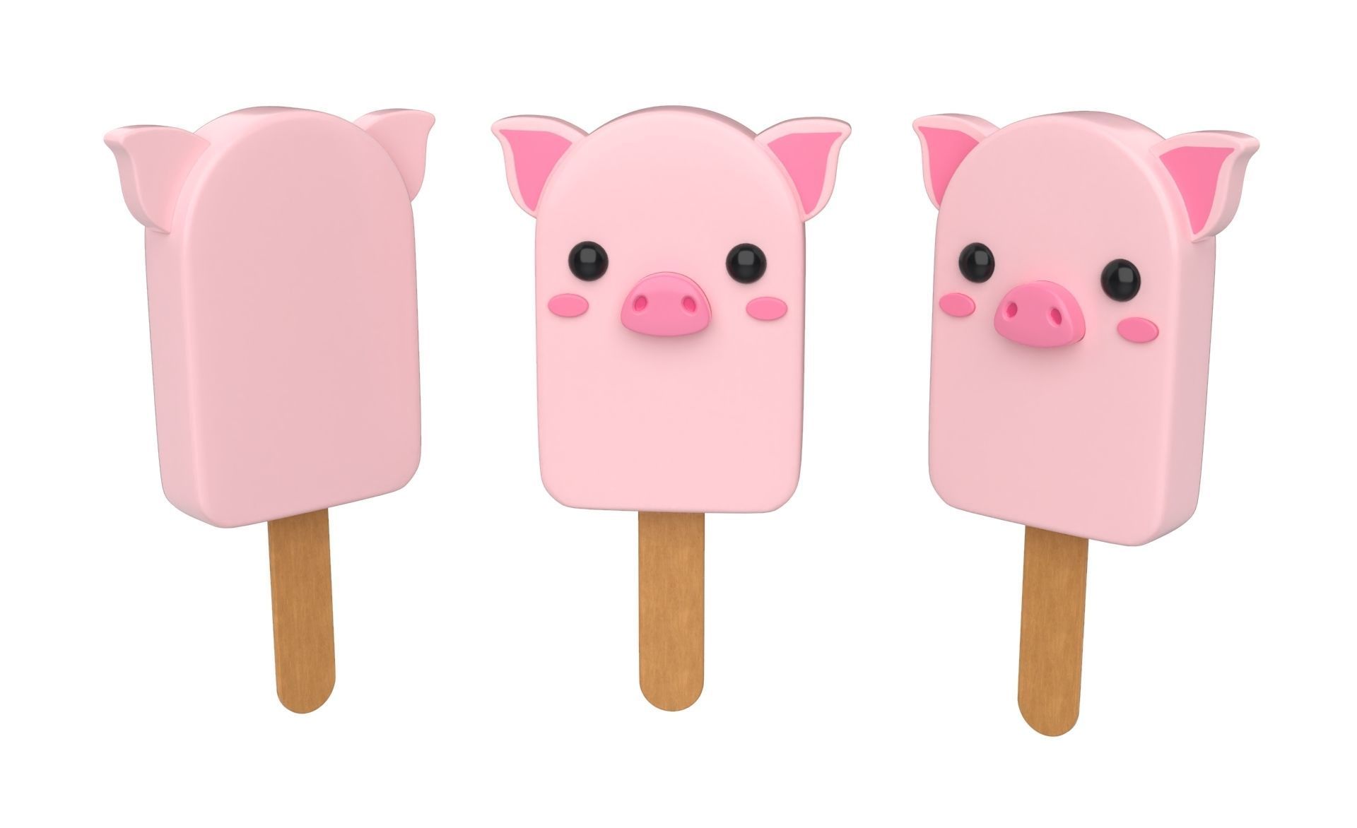 Cartoon Animal Ice Cream Cute Pack 01 Low-poly 3D model_1