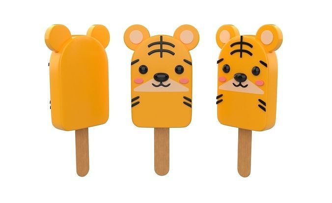 Cartoon Animal Ice Cream Cute Pack 01 Low-poly 3D model 3