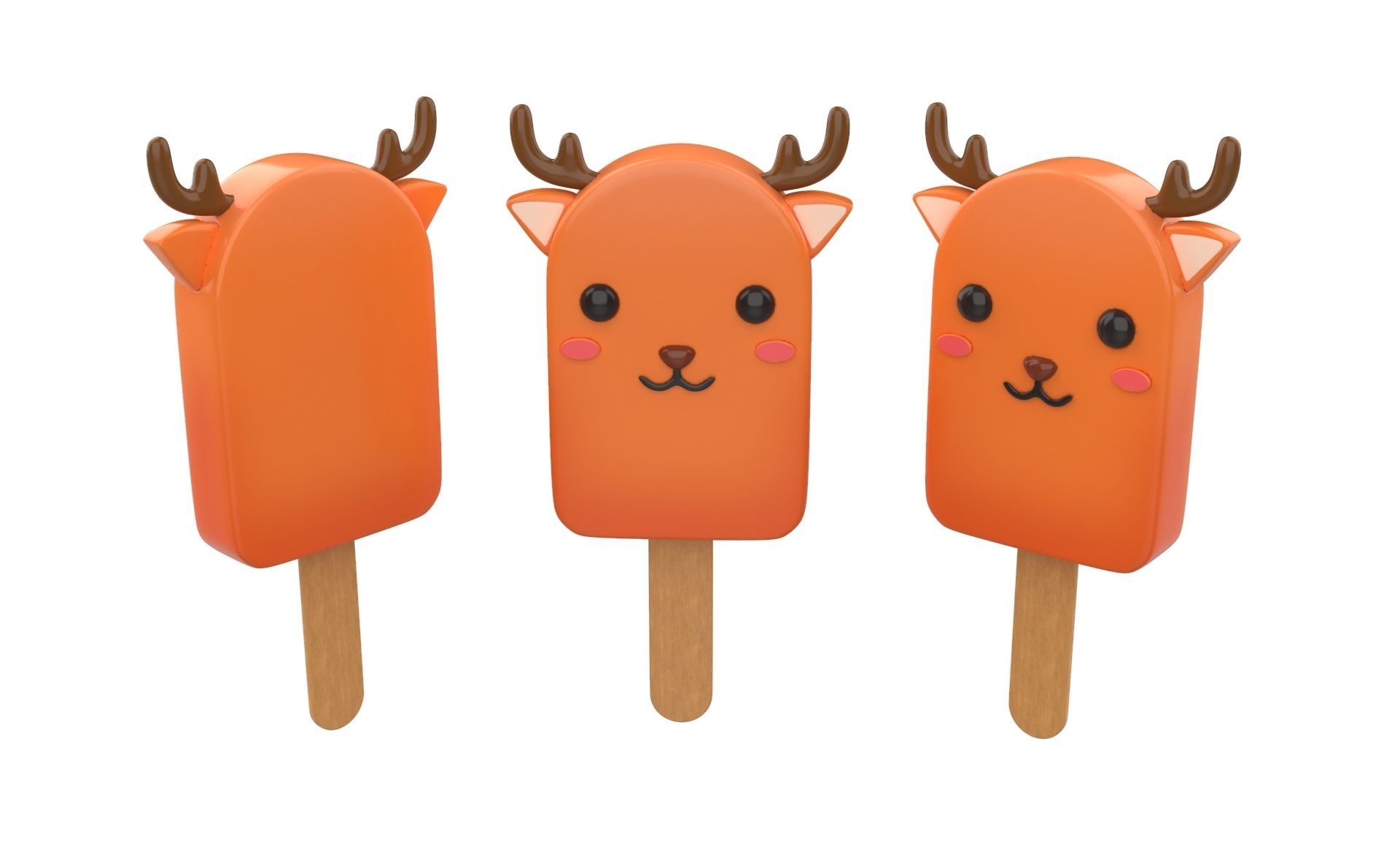 Cartoon Animal Ice Cream Cute Pack 01 Low-poly 3D model_11