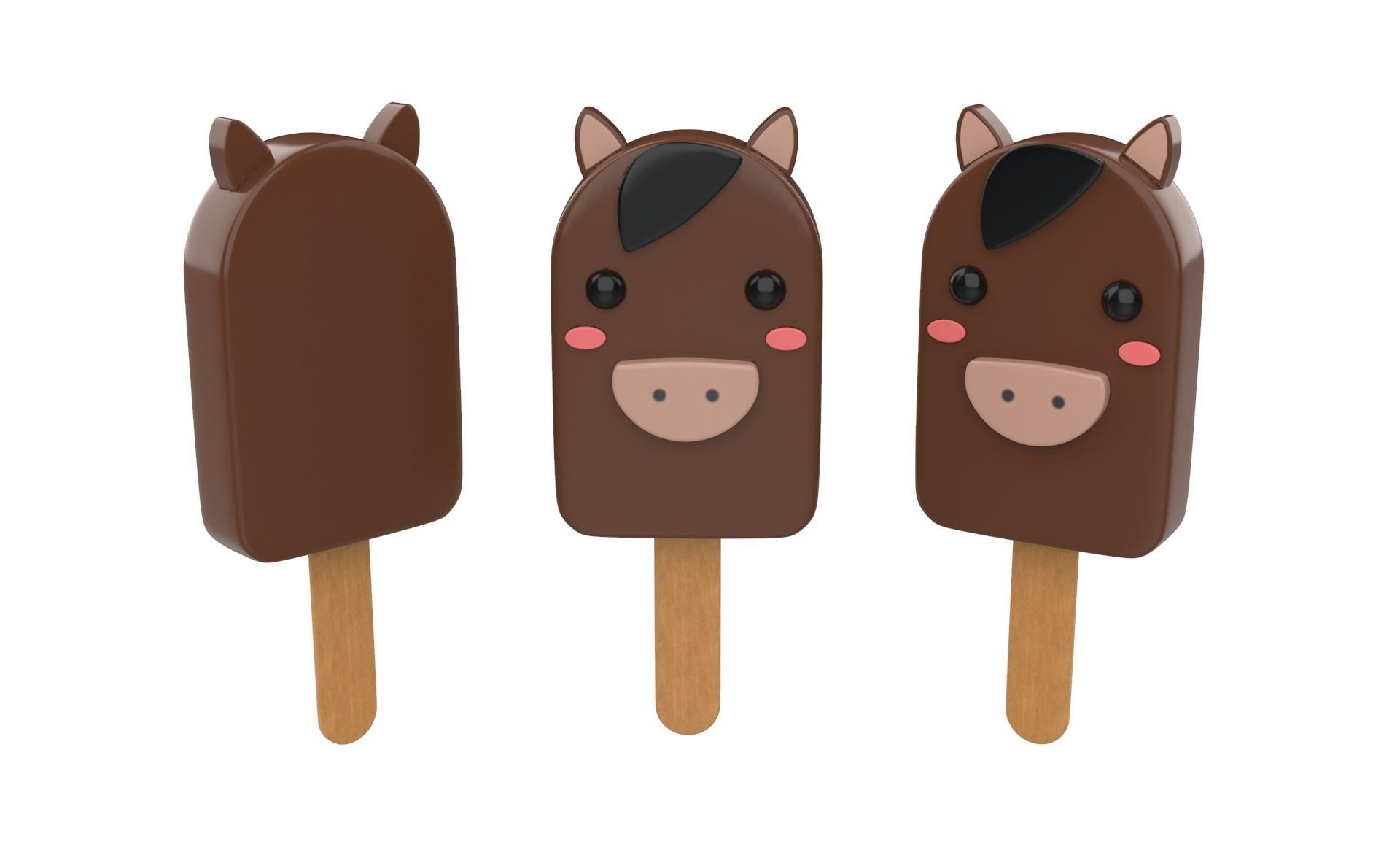 Cartoon Animal Ice Cream Cute Pack 01 Low-poly 3D model_13