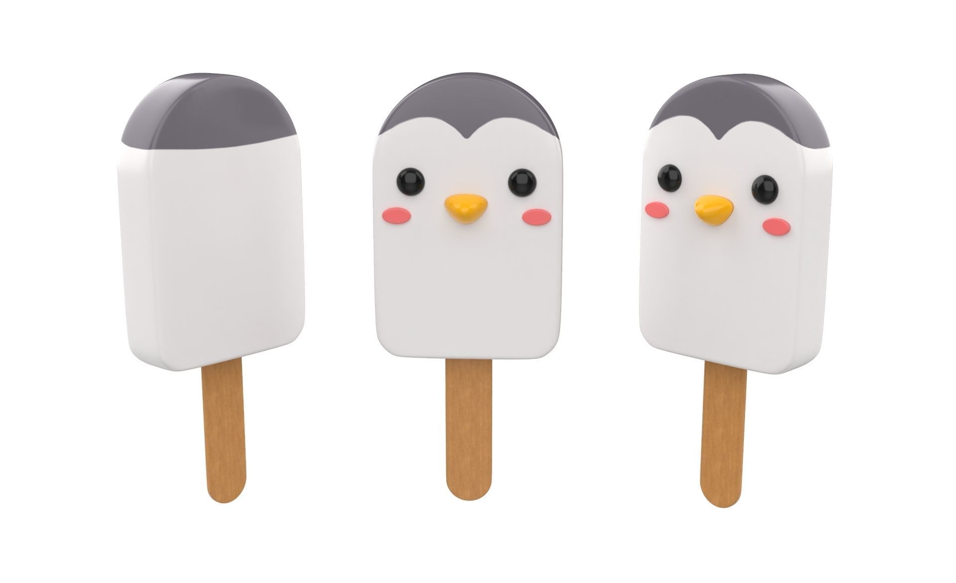 Cartoon Animal Ice Cream Cute Pack 01 Low-poly 3D model_19