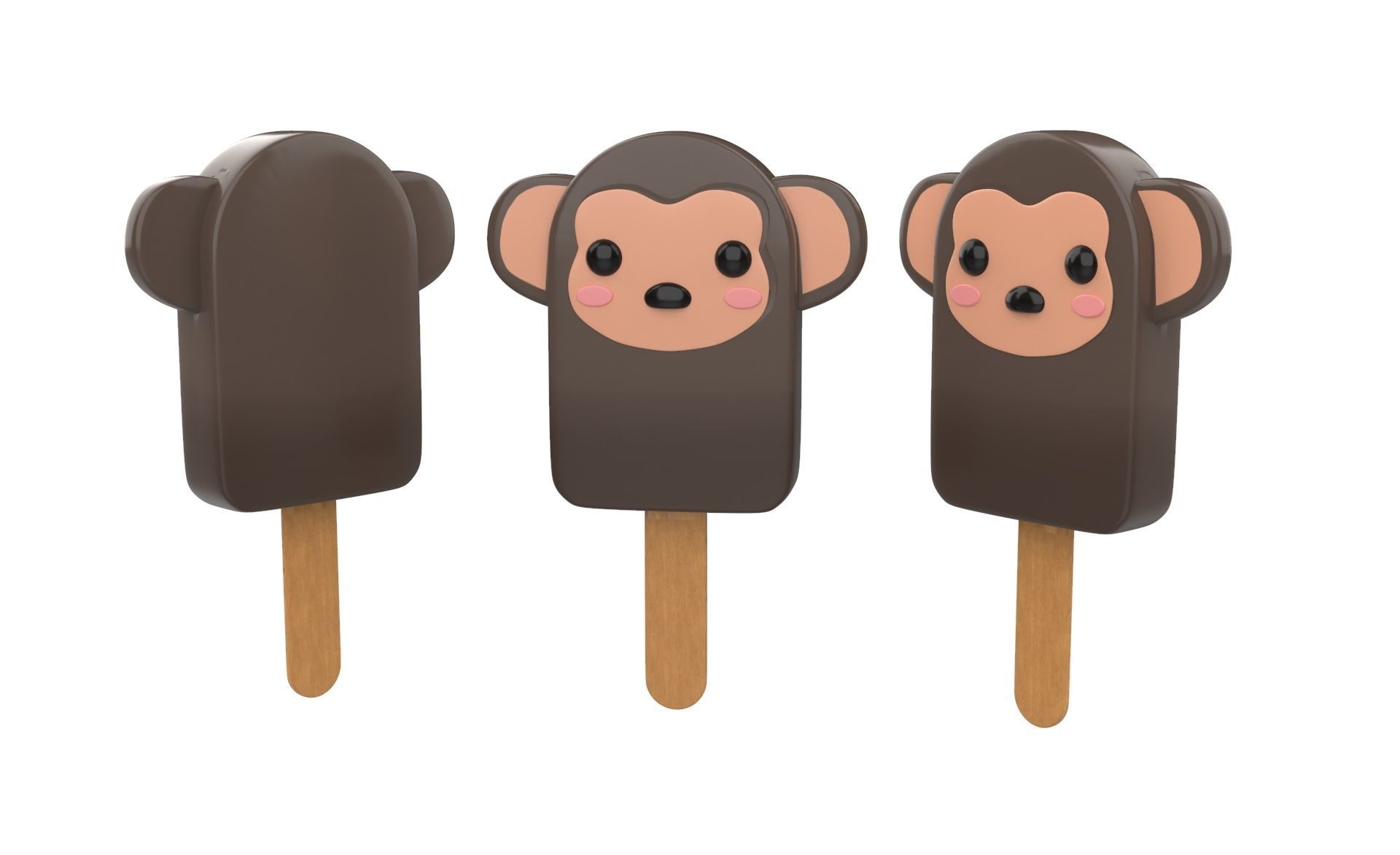 Cartoon Animal Ice Cream Cute Pack 01 Low-poly 3D model_18