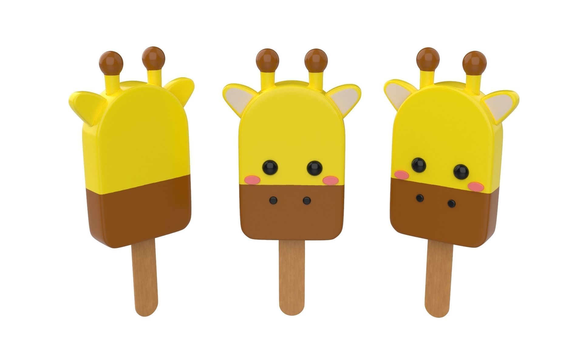 Cartoon Animal Ice Cream Cute Pack 01 Low-poly 3D model_12