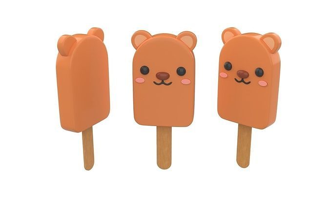 Cartoon Animal Ice Cream Cute Pack 01 Low-poly 3D model 4