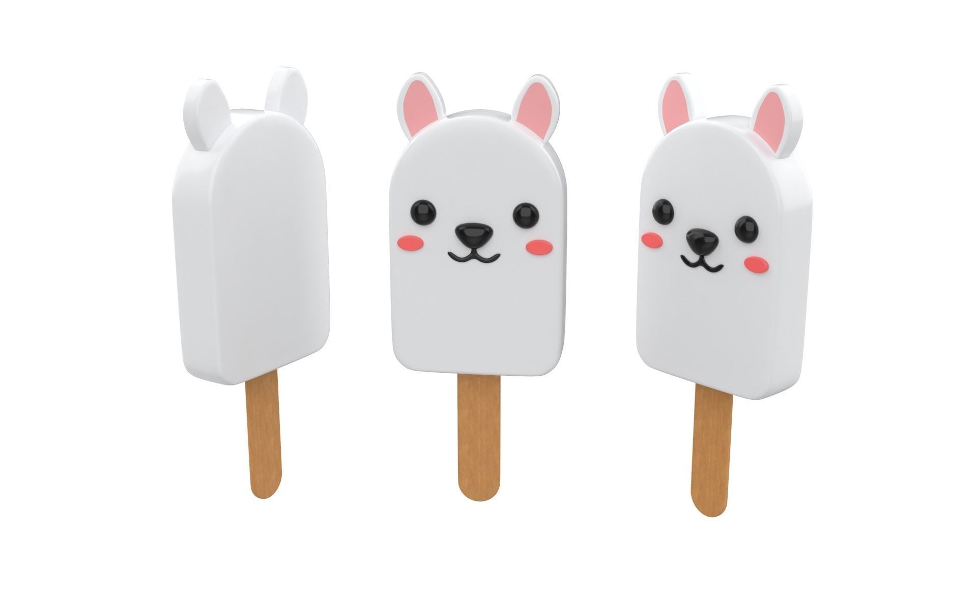 Cartoon Animal Ice Cream Cute Pack 01 Low-poly 3D model_20