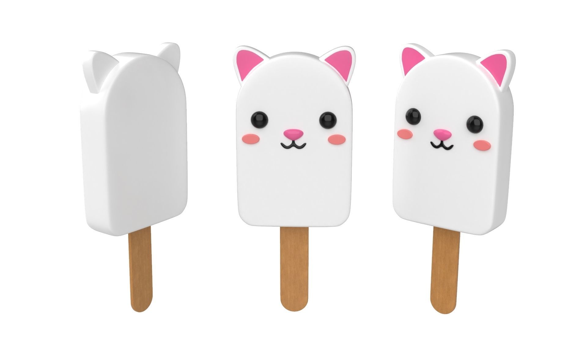 Cartoon Animal Ice Cream Cute Pack 01 Low-poly 3D model_4
