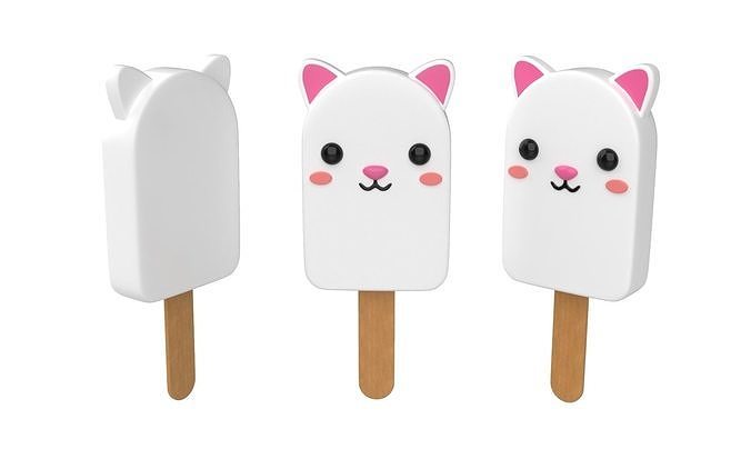 Cartoon Animal Ice Cream Cute Pack 01 Low-poly 3D model 5