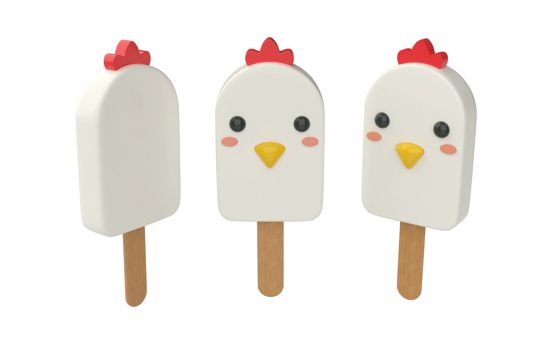 Cartoon Animal Ice Cream Cute Pack 01 Low-poly 3D model_10