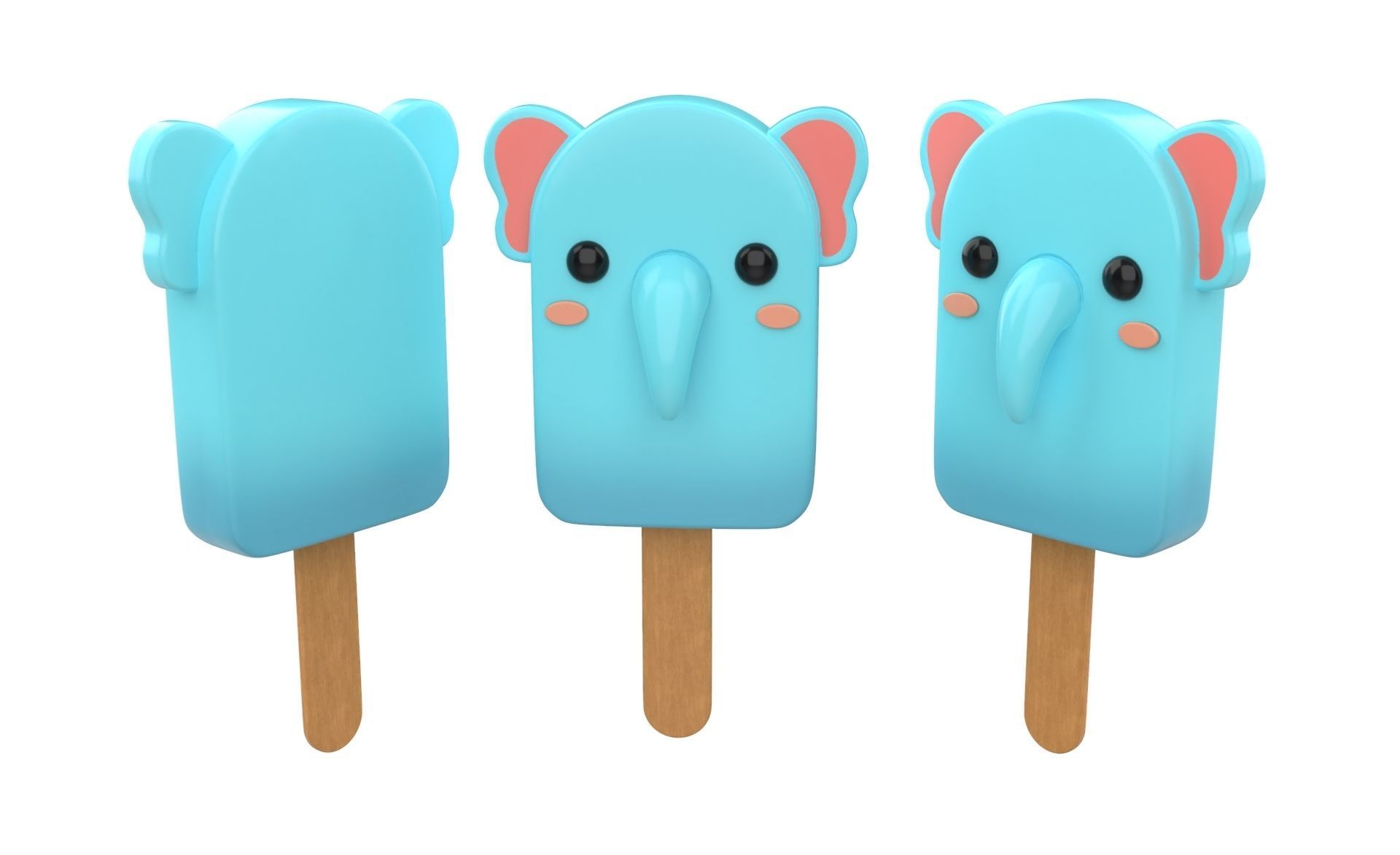 Cartoon Animal Ice Cream Cute Pack 01 Low-poly 3D model_5
