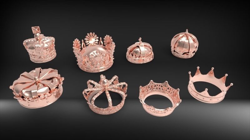 Various Collection of crown golden Jewelry Findings 3D print model_5