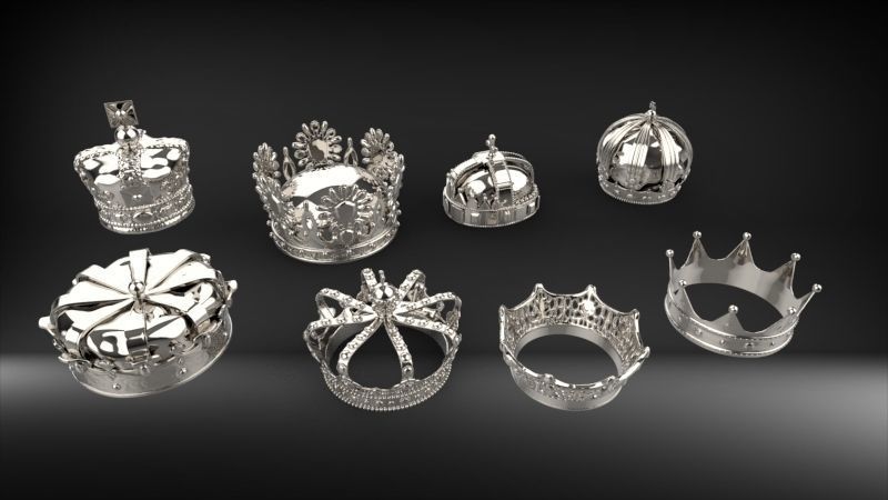 Various Collection of crown golden Jewelry Findings 3D print model_12