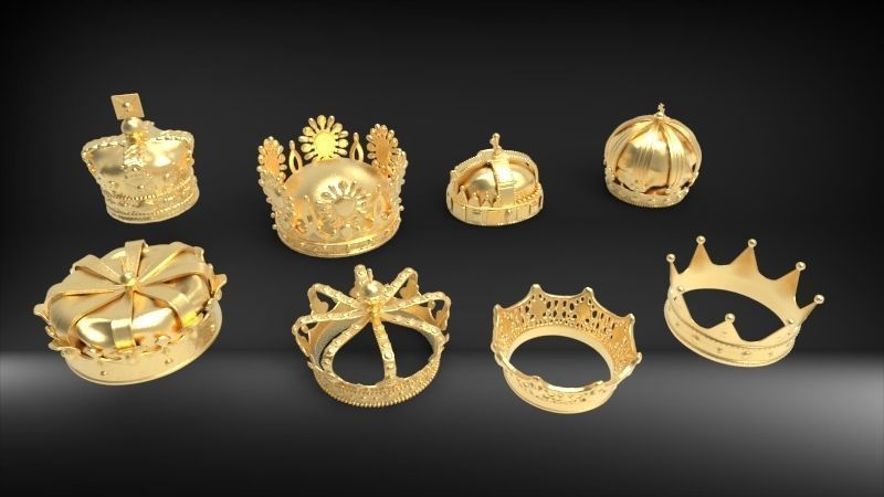 Various Collection of crown golden Jewelry Findings 3D print model_10
