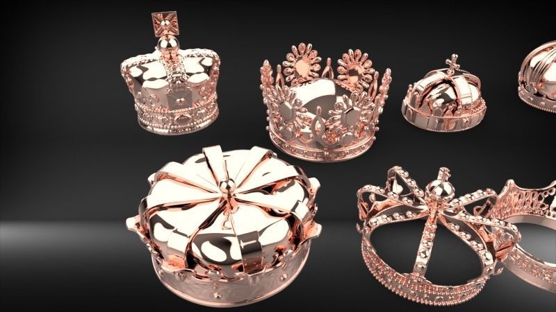 Various Collection of crown golden Jewelry Findings 3D print model_8