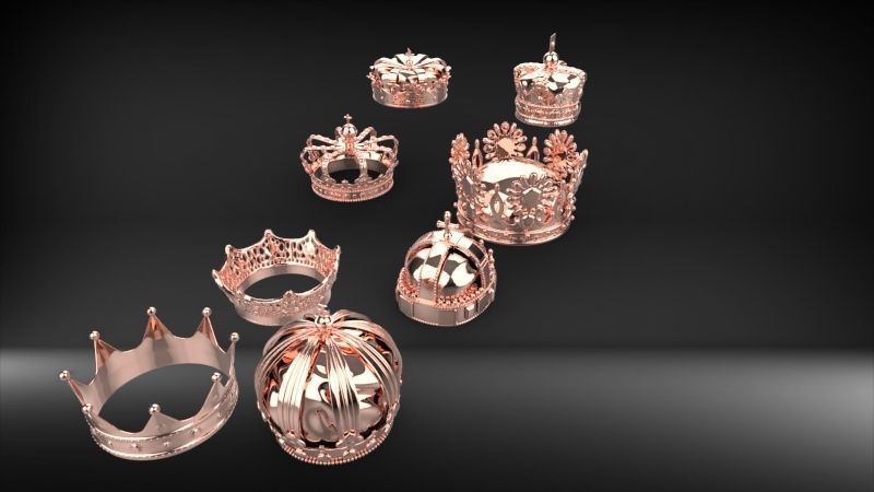 Various Collection of crown golden Jewelry Findings 3D print model_11