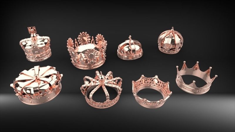 Various Collection of crown golden Jewelry Findings 3D print model_7