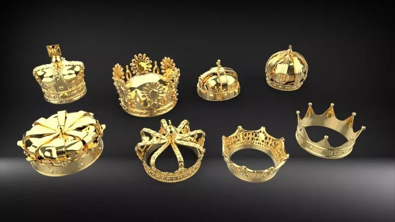 Various Collection of crown golden Jewelry Findings 3D print model_0