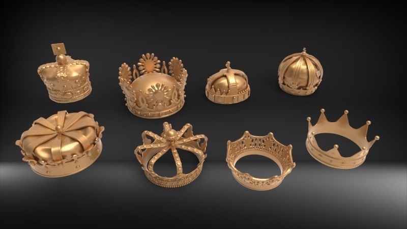 Various Collection of crown golden Jewelry Findings 3D print model_16