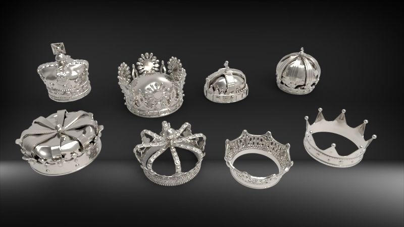 Various Collection of crown golden Jewelry Findings 3D print model_13