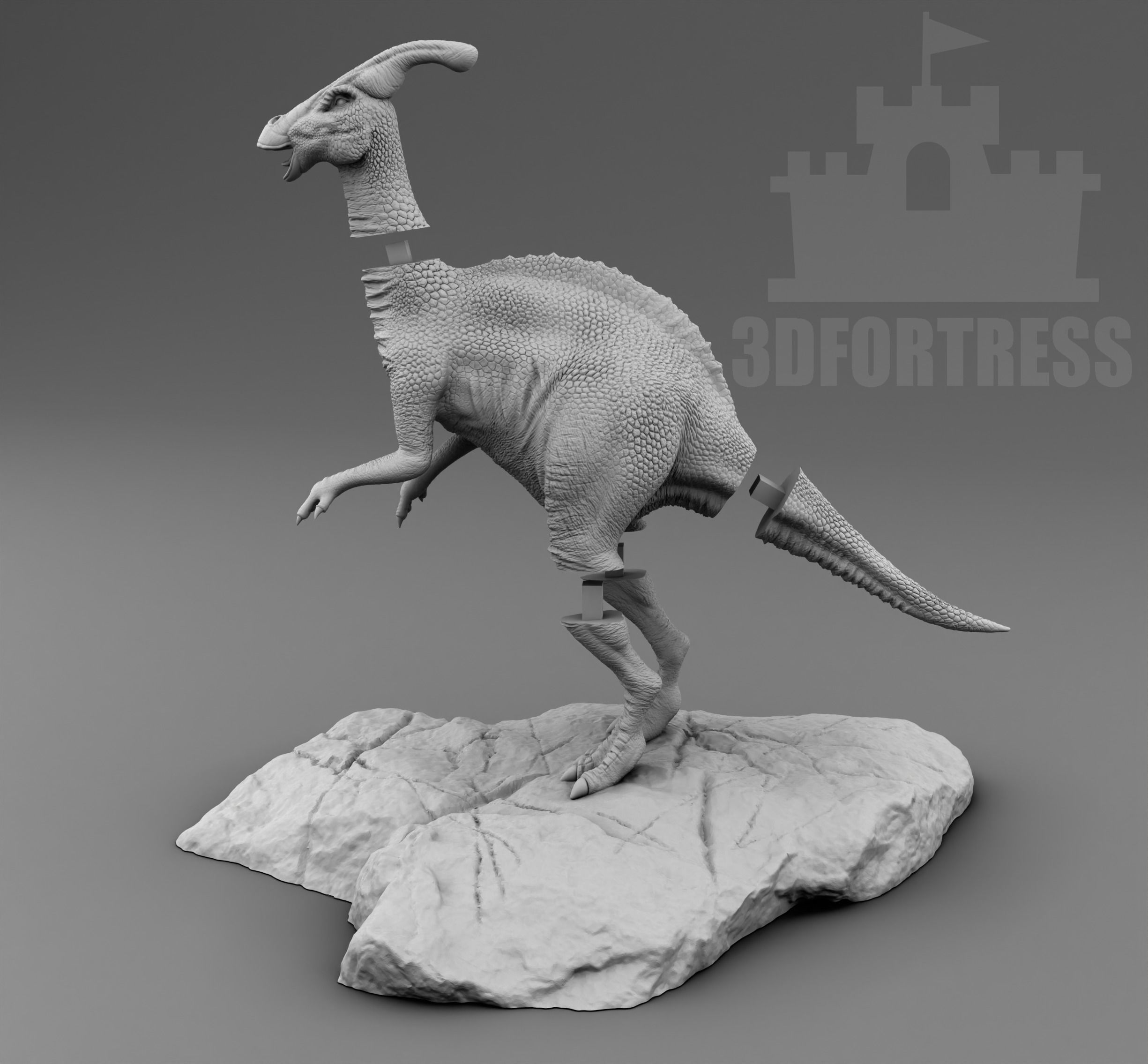 Parasaurolophus 3D print model_3