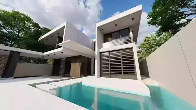 Casa Scene-villa-modern house 3D model