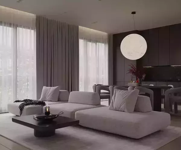 Minimalism Bedroom and livingroom scene