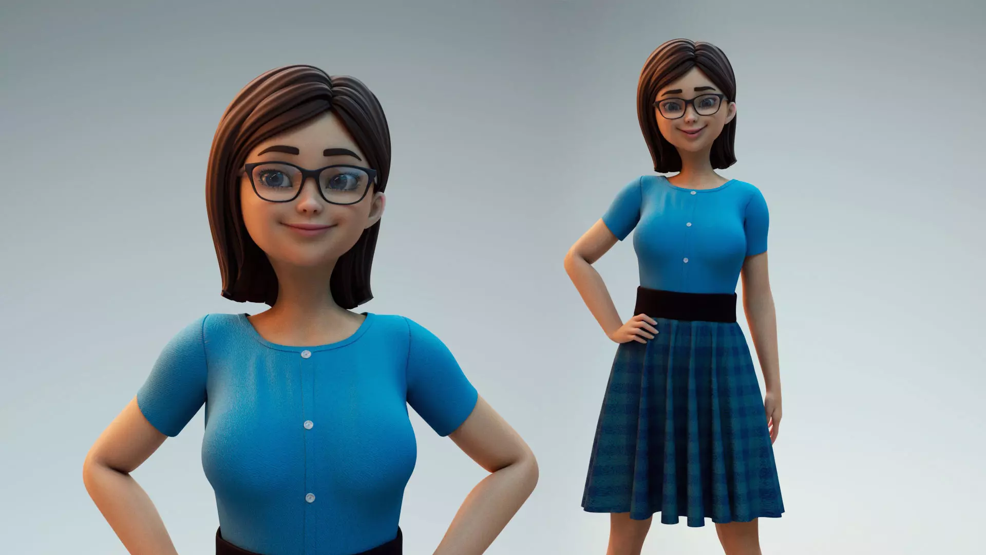 girl character 3D model_0