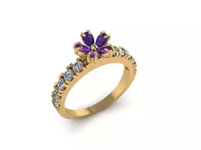 Flower Micro Prong Ring