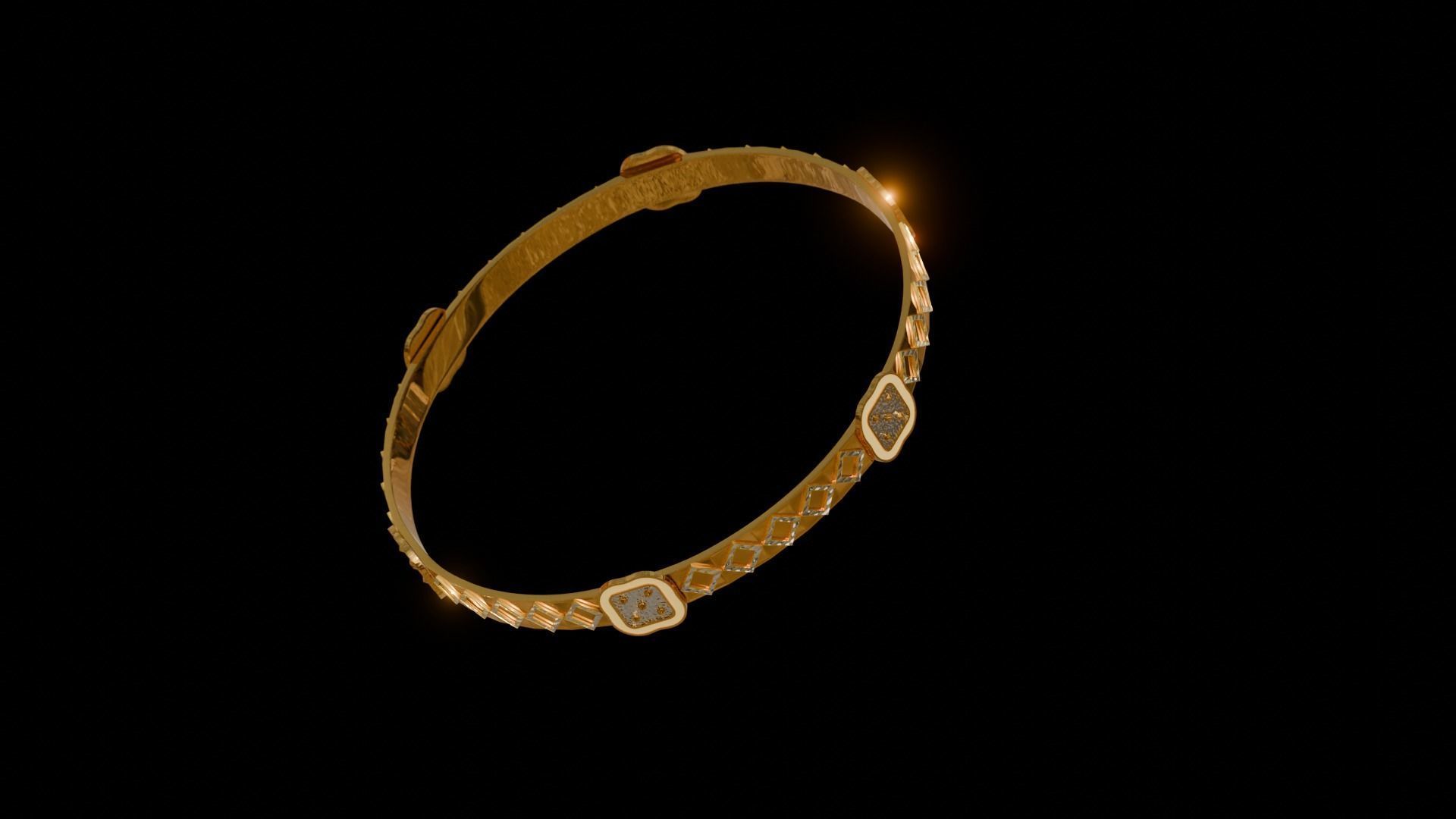 Gold Bangle jewelry collection 3D model_4