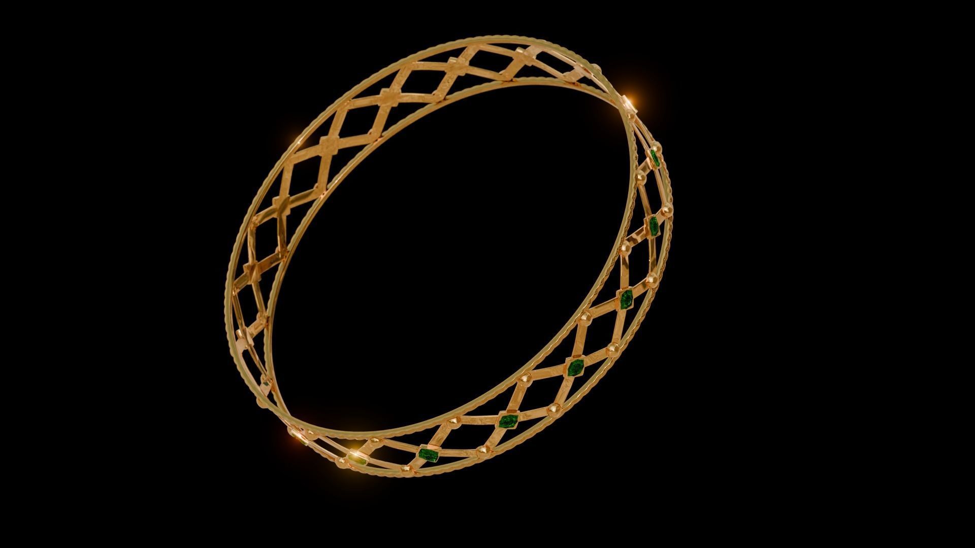 Gold Bangle jewelry collection 3D model_5