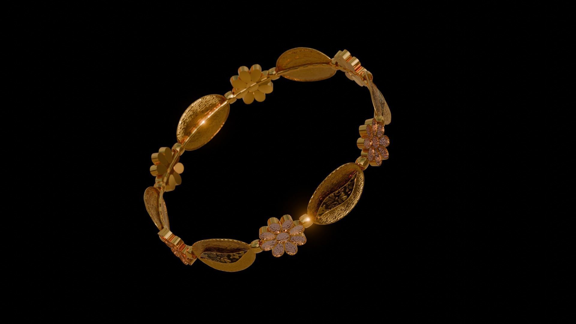 Gold Bangle jewelry collection 3D model_3