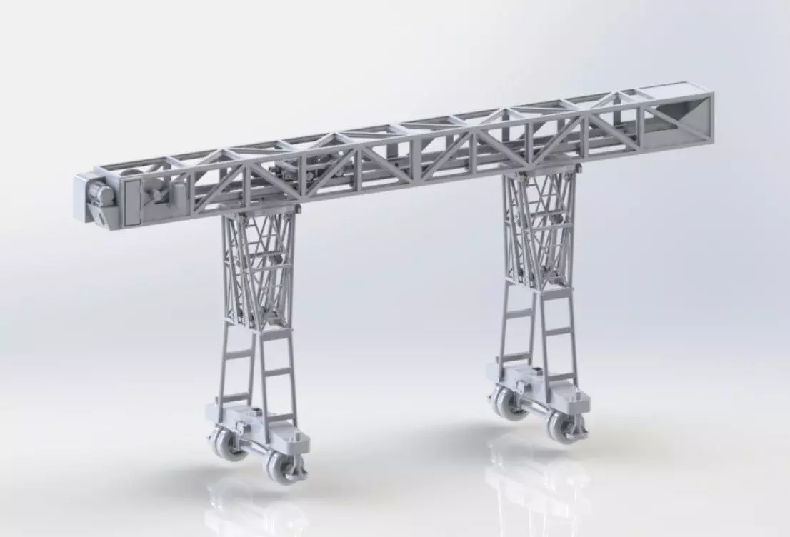 WW2 Field Repair Crane and Gantery 3D model_0