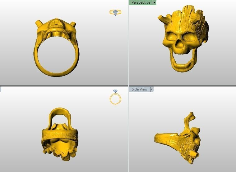 Collection 13 Skull rings 3D print model_2