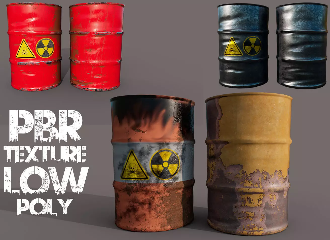 Toxic waste barrel Low-poly 3D model
