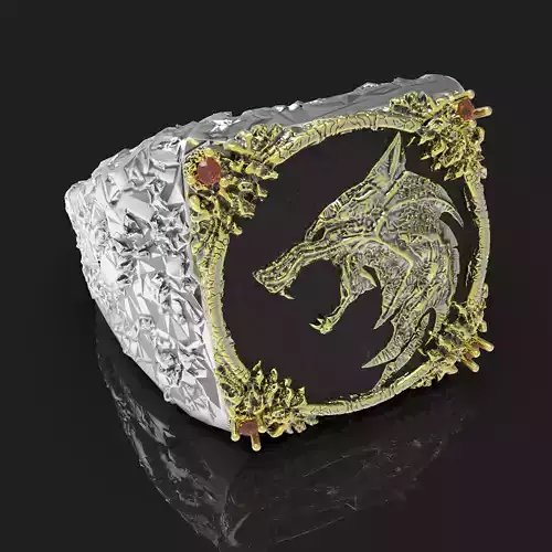 Printable signet ring dark WOLF STL