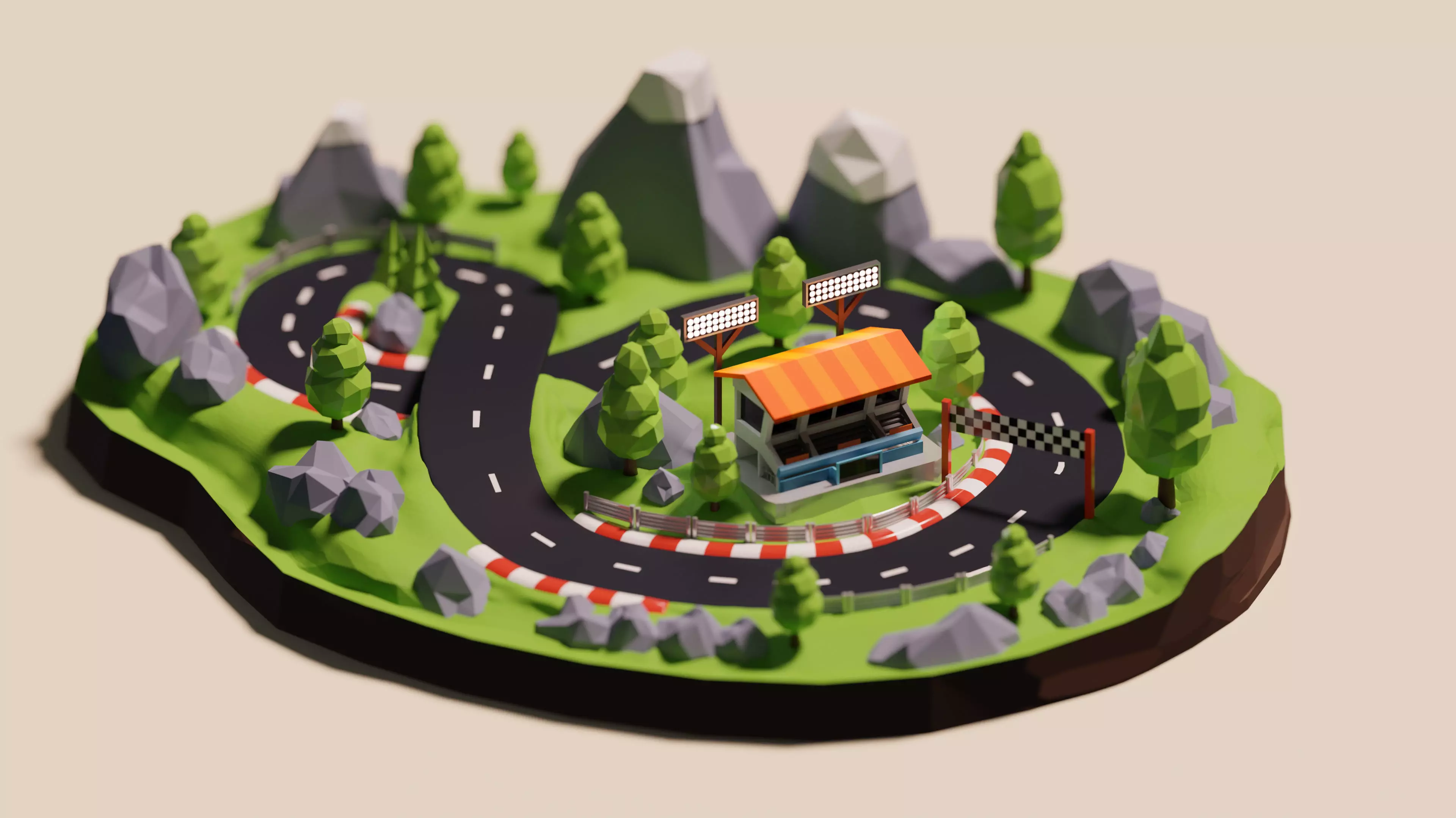 Lowpoly Race Track - Free Low-poly 3D model