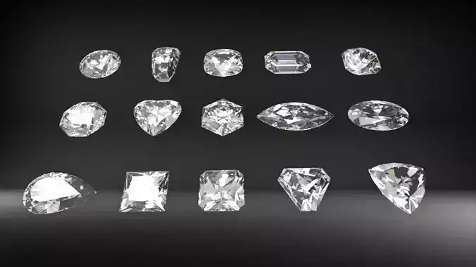 Pack of 15 Gemstones shape for jewelry Designing CAD