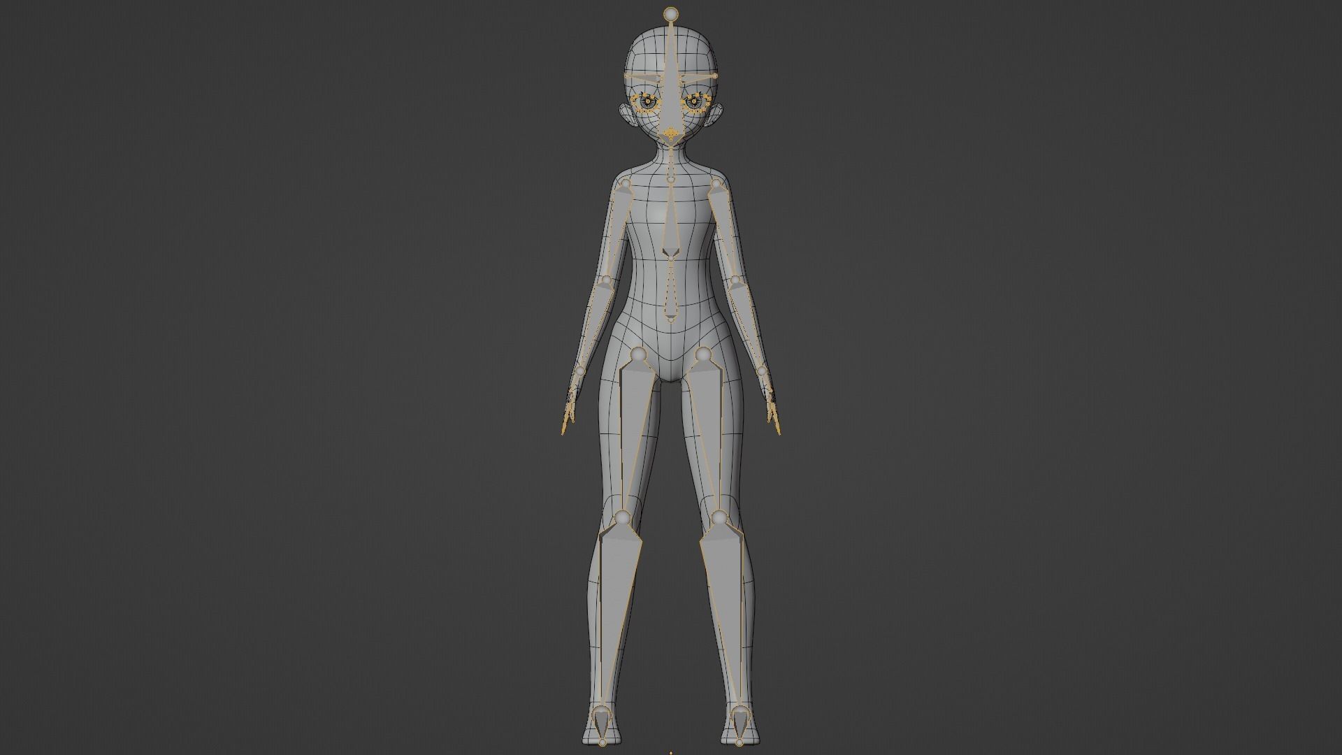 Female Anime Character Base Model Low-poly 3D model_3