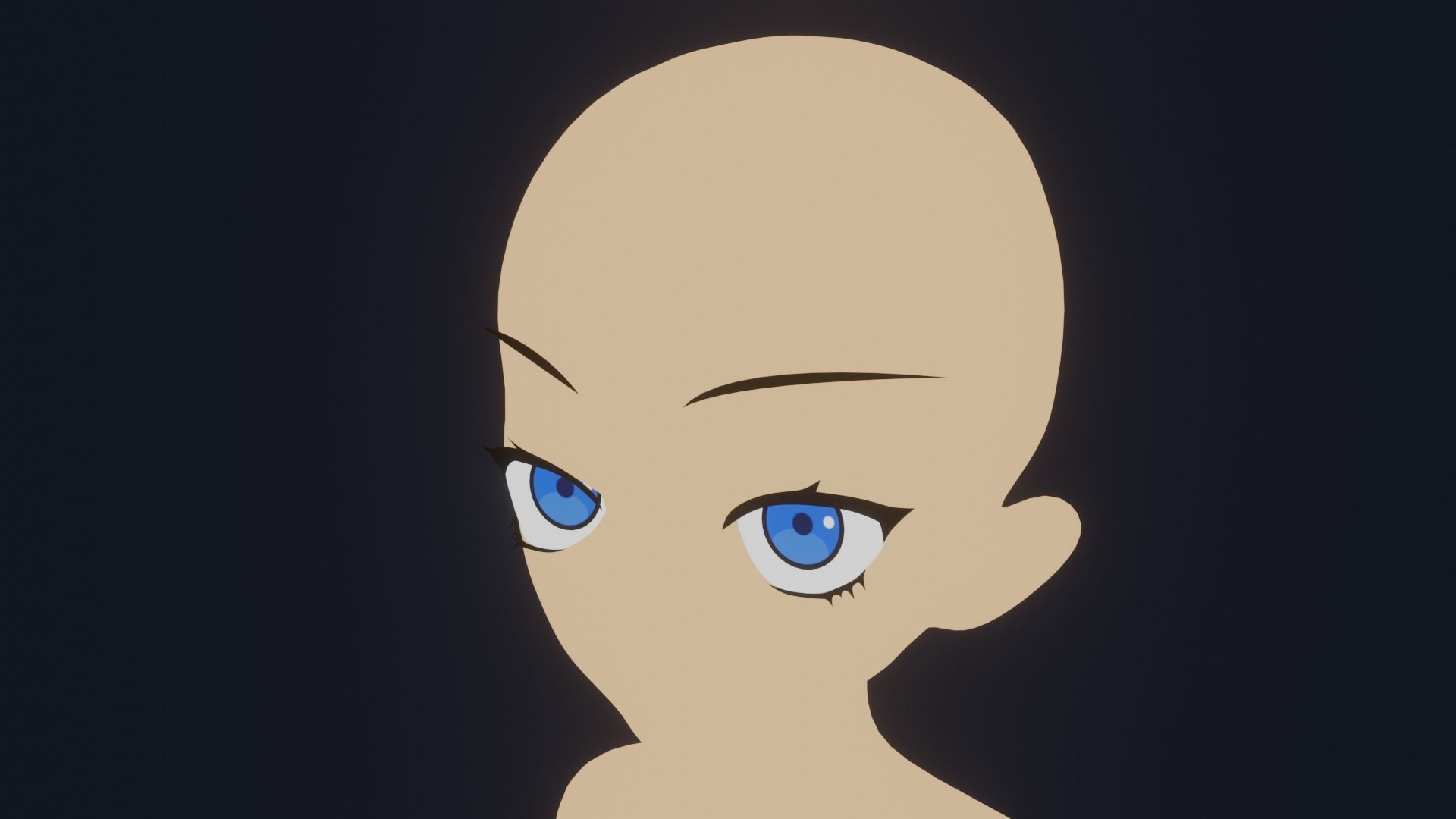 Female Anime Character Base Model Low-poly 3D model_7