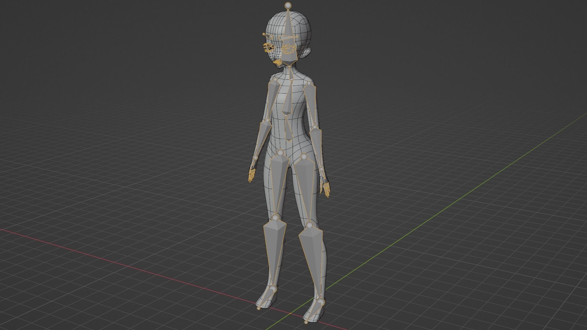 Female Anime Character Base Model Low-poly 3D model_6