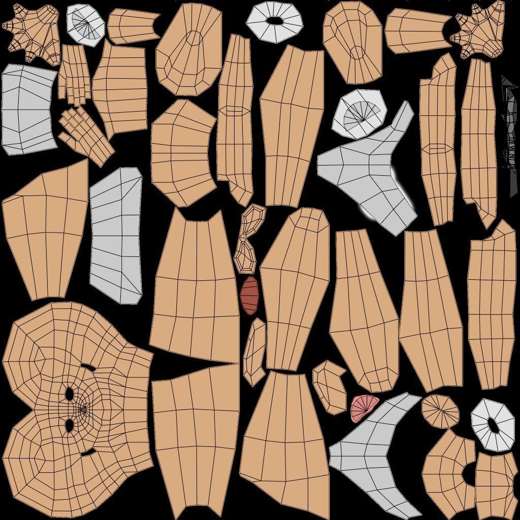 Female Anime Character Base Model Low-poly 3D model_13