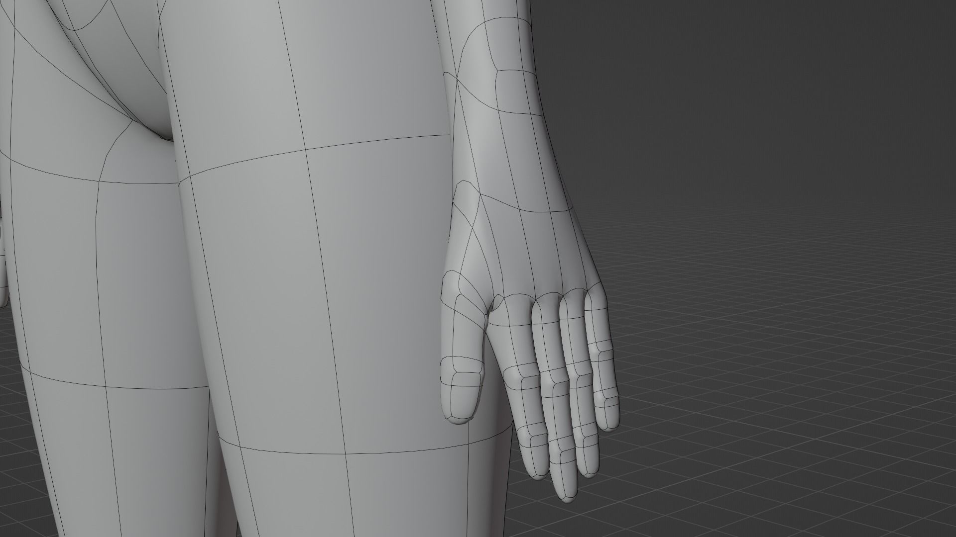 Female Anime Character Base Model Low-poly 3D model_11