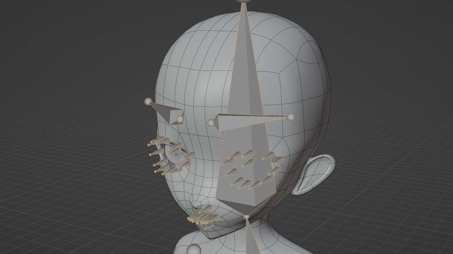 Female Anime Character Base Model Low-poly 3D model_9