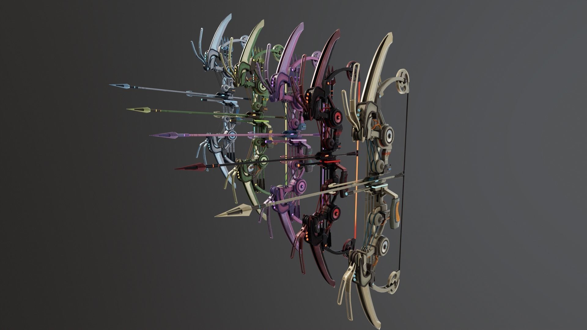 Sci-Fi Compound Bow Pack  3D Model Collection_15