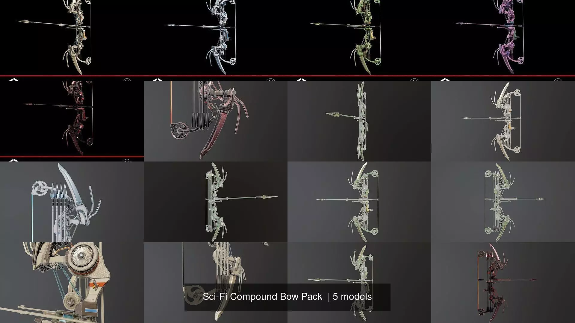 Sci-Fi Compound Bow Pack  3D Model Collection_6